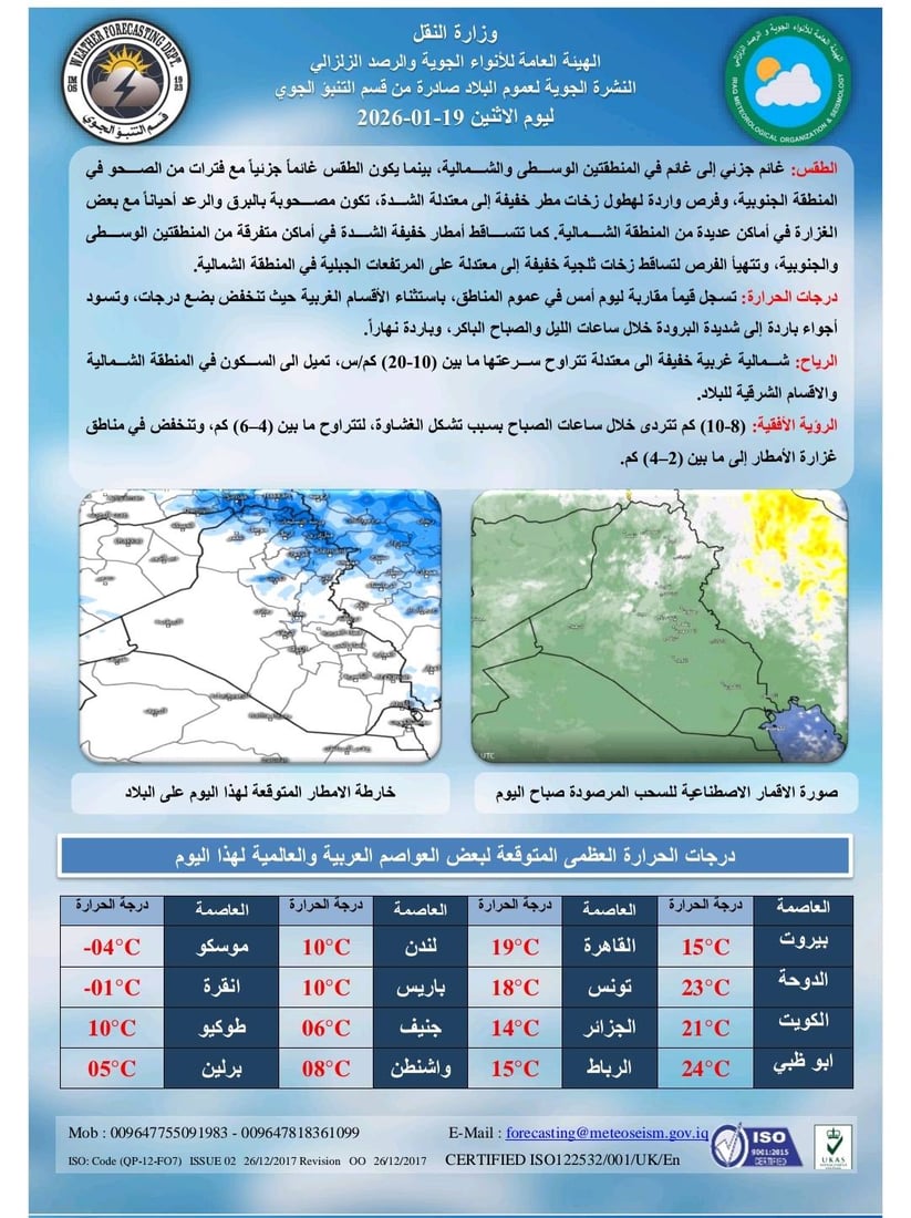برد وأمطار وثلوج في عدة مناطق من العراق