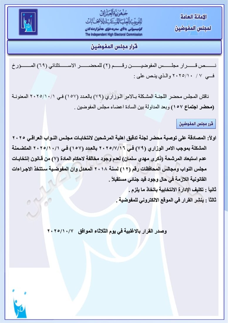 تغريم 98 مرشحاً واستبعاد آخرين.. حزمة قرارات من مفوضية الانتخابات