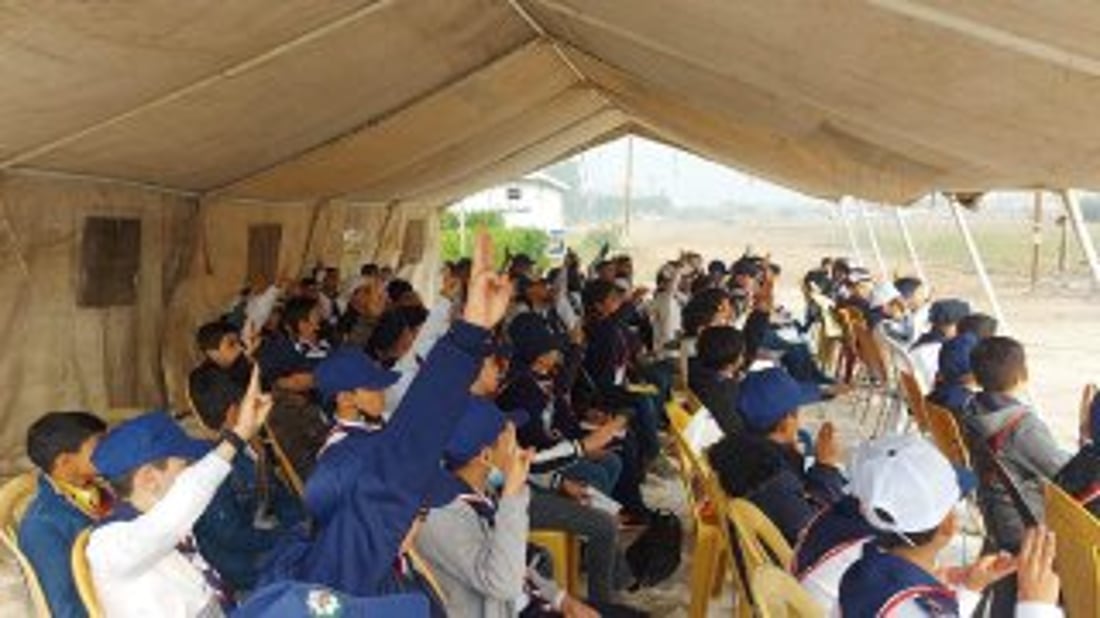 بغداد: مهارات “العصي والحبال” لتلاميذ 90 مدرسة.. للتعريف بالوعد الكشفي (صور)