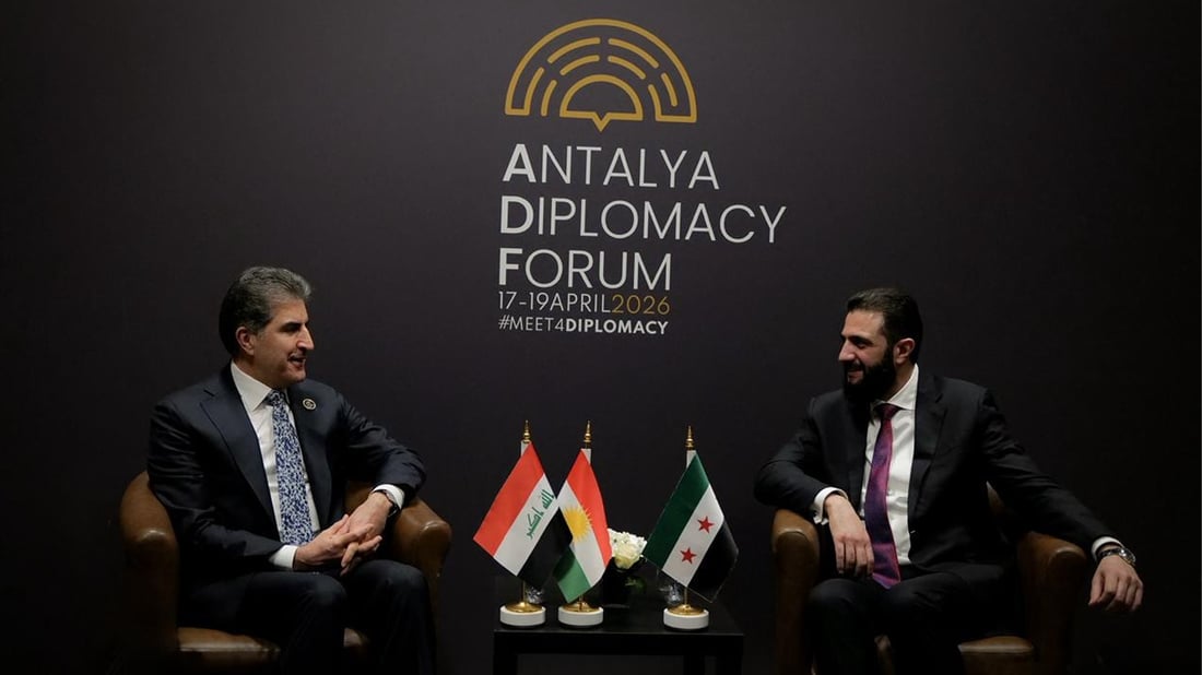 نێچیرڤان بارزانی و ئەحمەد شەرع لە ئەنتالیا کۆبوونەوە