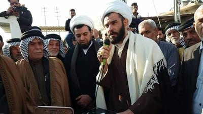 رجل دين آخر يظهر في شمال البصرة ويلوح بالتقدم نحو حقول النفط