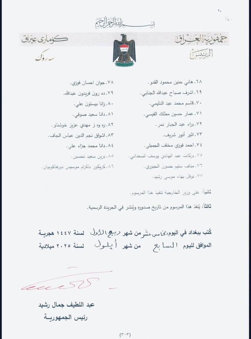 وثائق: أسماء 86 سفيراً صادقت على تعيينهم رئاسة الجمهورية