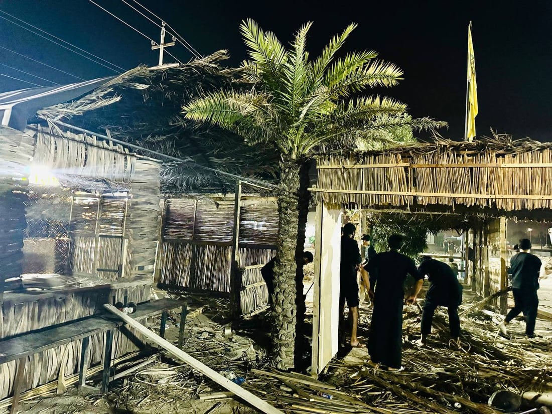 بانتظار نجوم المنبر.. صور من تشييد موكب شريفة بنت الإمام الحسن الأكبر في الخور