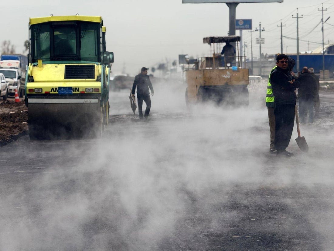 باران بارین قیڕتاوکردنەکەی رێگای هەولێری بۆ گوێڕ وەستاندووە