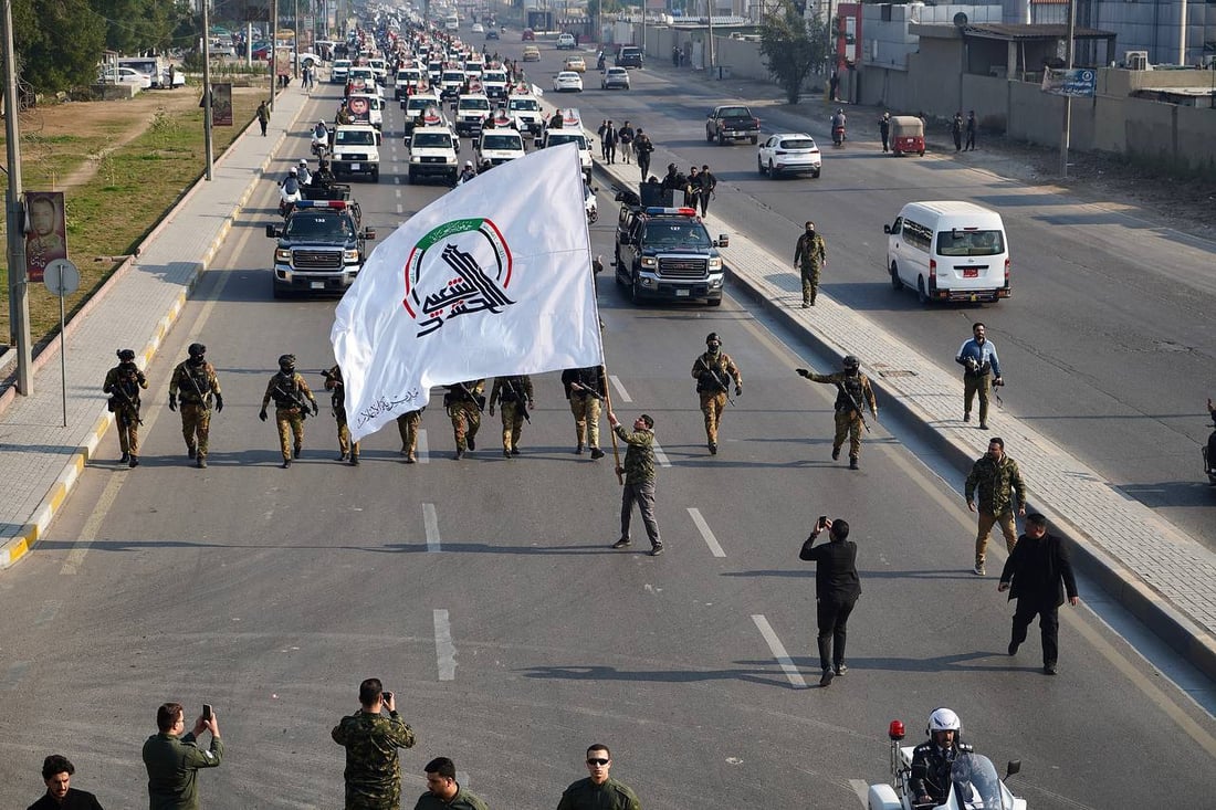 صور: الحشد يستذكر قصف معسكراته في القائم بتشييع رمزي