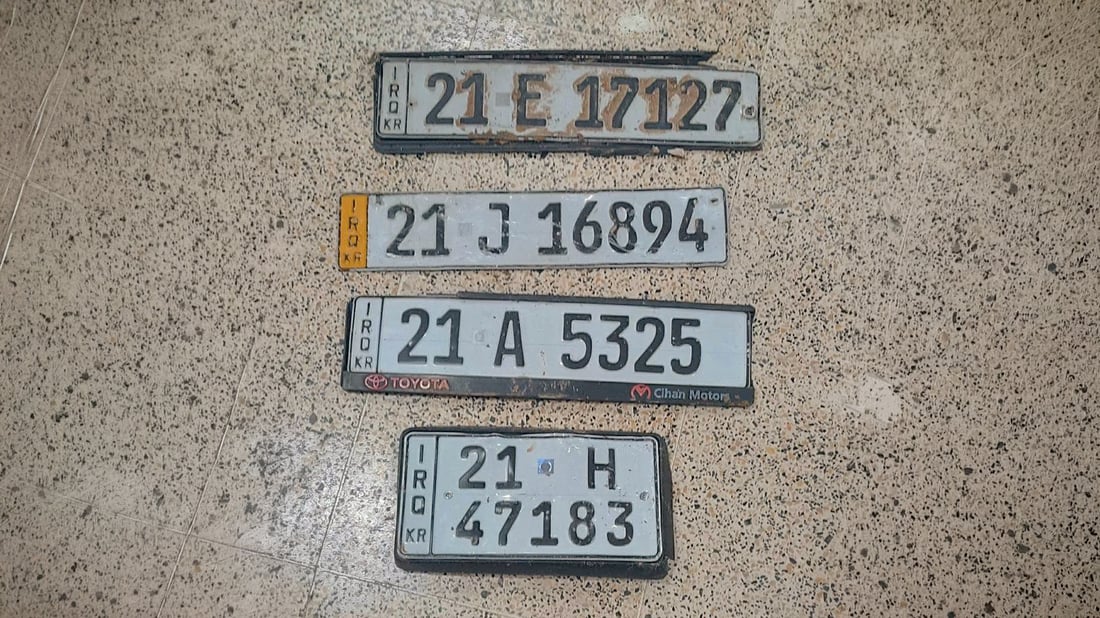 ژمارەیەک تابلۆی ئۆتۆمبێل لە سلێمانی دۆزراونەتەوە