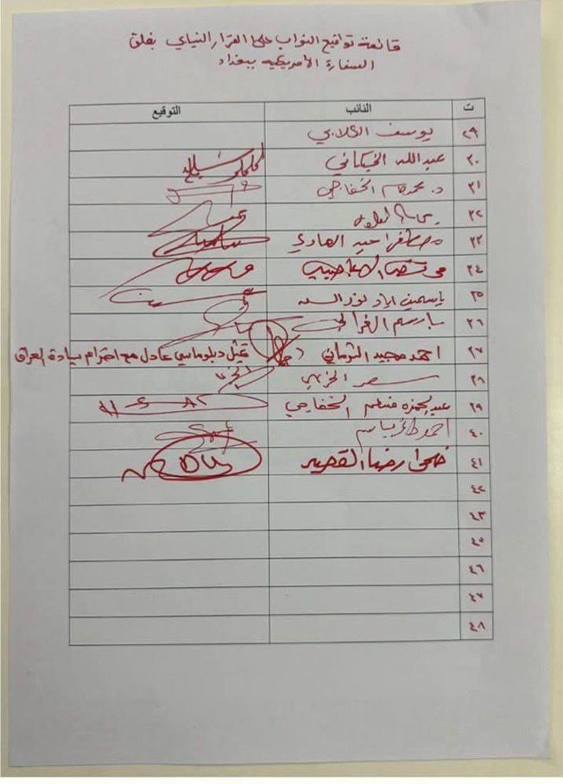 جمع تواقيع برلمانية لإغلاق السفارة الأميركية في بغداد (صور)