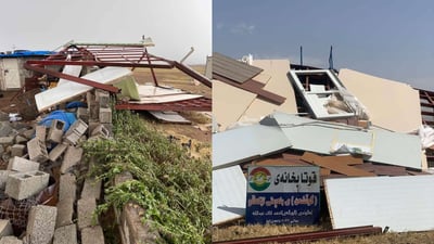 العواصف تقتلع مدرسة كرفانية في چمچمال وتترك تلاميذها بلا مقاعد منذ يومين