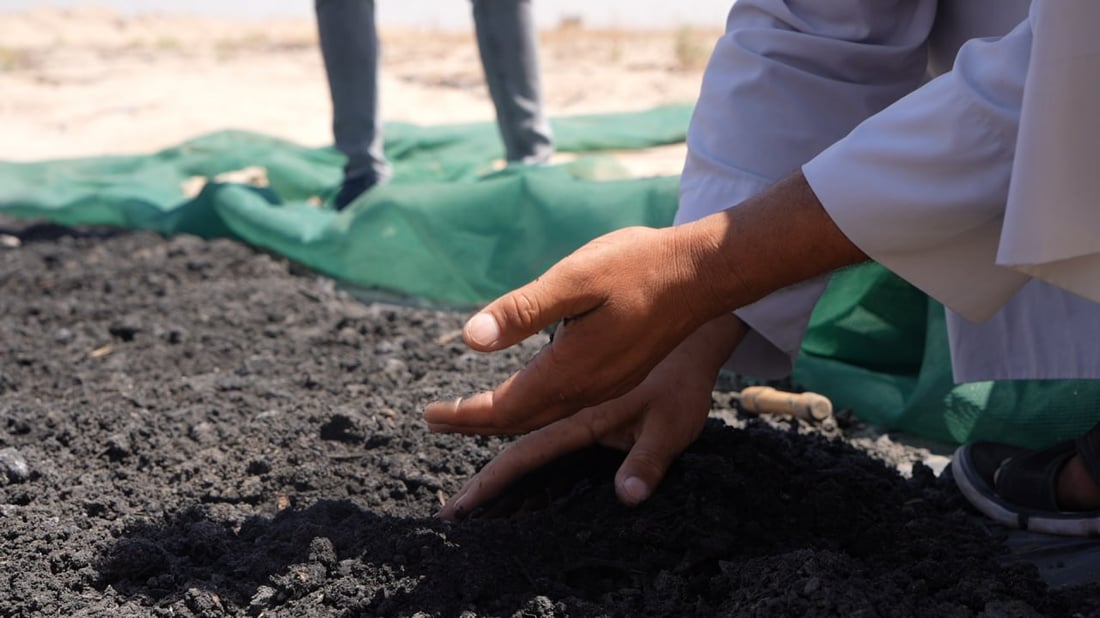 صور: خبراء البصرة أنتجوا سماد الفحم النباتي بعد حرق مخلفات البساتين