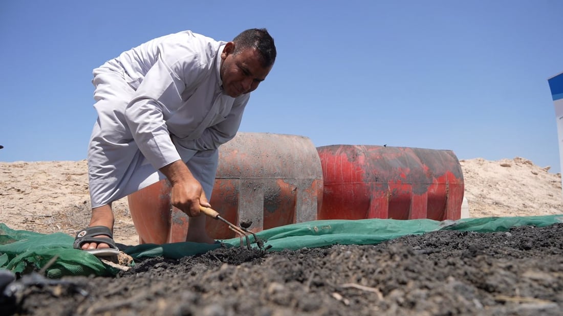 صور: خبراء البصرة أنتجوا سماد الفحم النباتي بعد حرق مخلفات البساتين