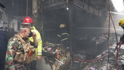 Fire contained at second-hand clothing building in Baghdad