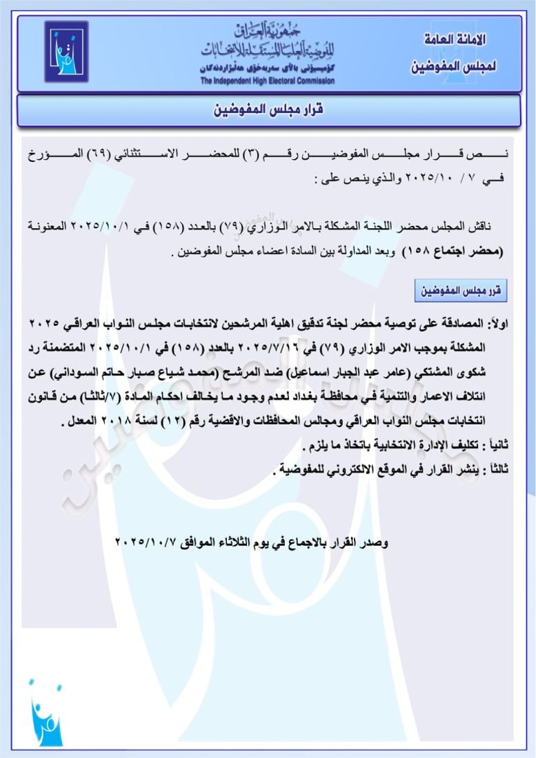 تغريم 98 مرشحاً واستبعاد آخرين.. حزمة قرارات من مفوضية الانتخابات
