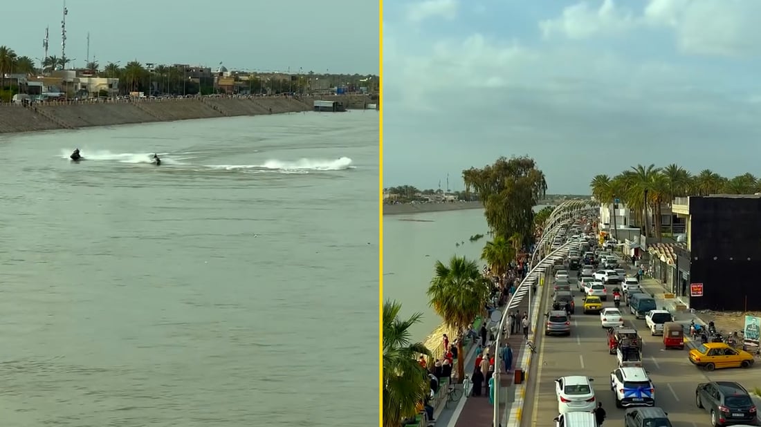 مشاهد نادرة من ديالى.. القوارب والعوائل واحتفال بارتفاع مناسيب المياه