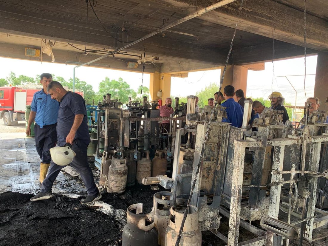 کارگەی غازی قەڵادزێ ئاگریگرت و دوو کارمەند بریندار بوون