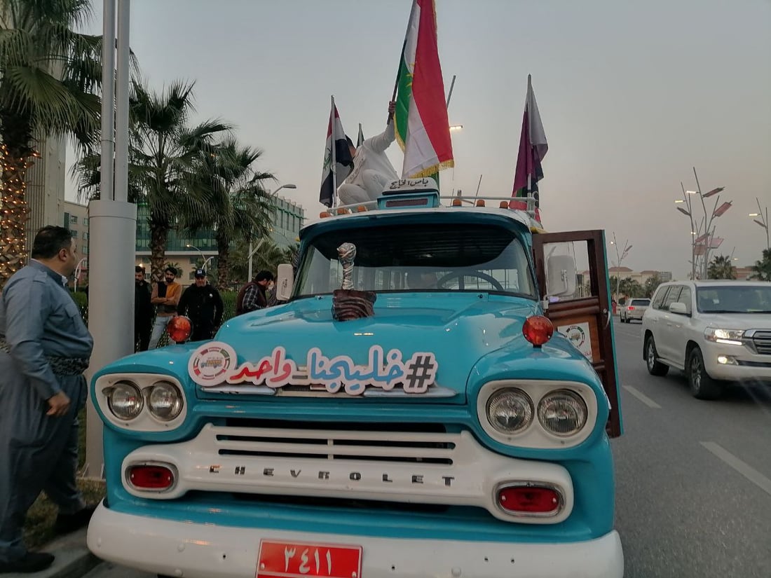 باص البصرة الخشبي في أربيل.. احتفاء كردي بخليجي 25 (فيديو)