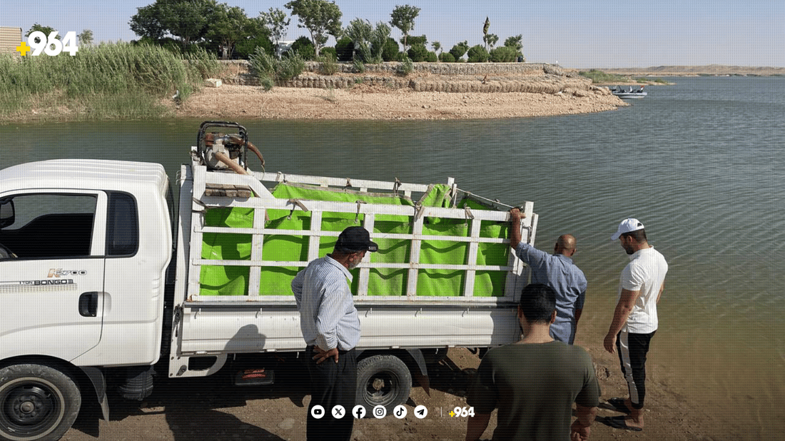 خێرخوازان پەنجە ماسی دەخەنە بەنداوی ئەڵوەن