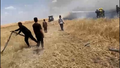 فيديو: حريق يلتهم 50 دونماً من الحنطة في قرية كليسة بداقوق