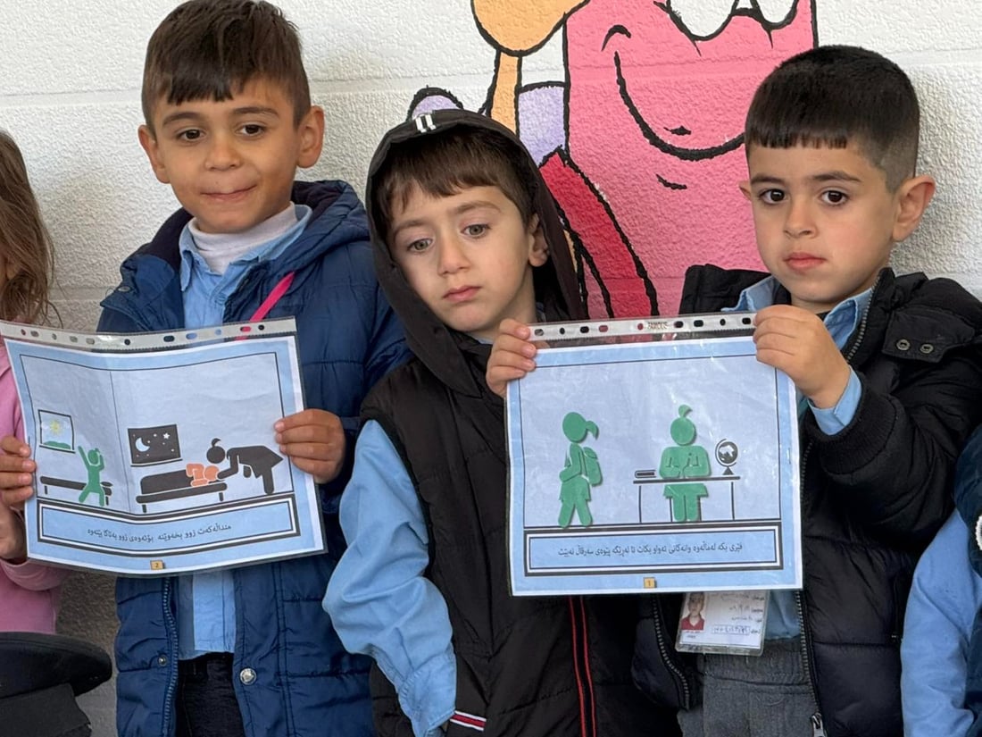 هاتوچۆى هه‌ریر‌ منداڵانى باخچه‌یه‌كی ساوایانی ئاشناى هێماكانى هاتوچۆ كرد