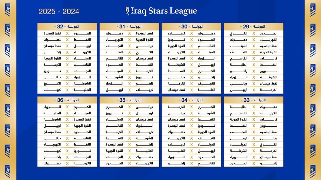 جدول مباريات دوري نجوم العراق موسم 2024-2025