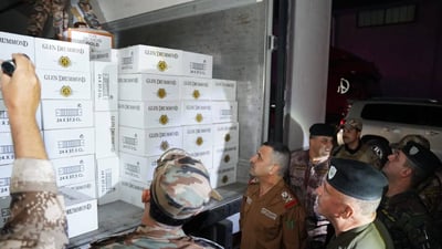 Diyala police seize four trucks loaded with alcohol prepared for smuggling
