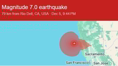 هۆشداری تسونامیەکەی کالیفۆرنیا هەڵوەشایەوە