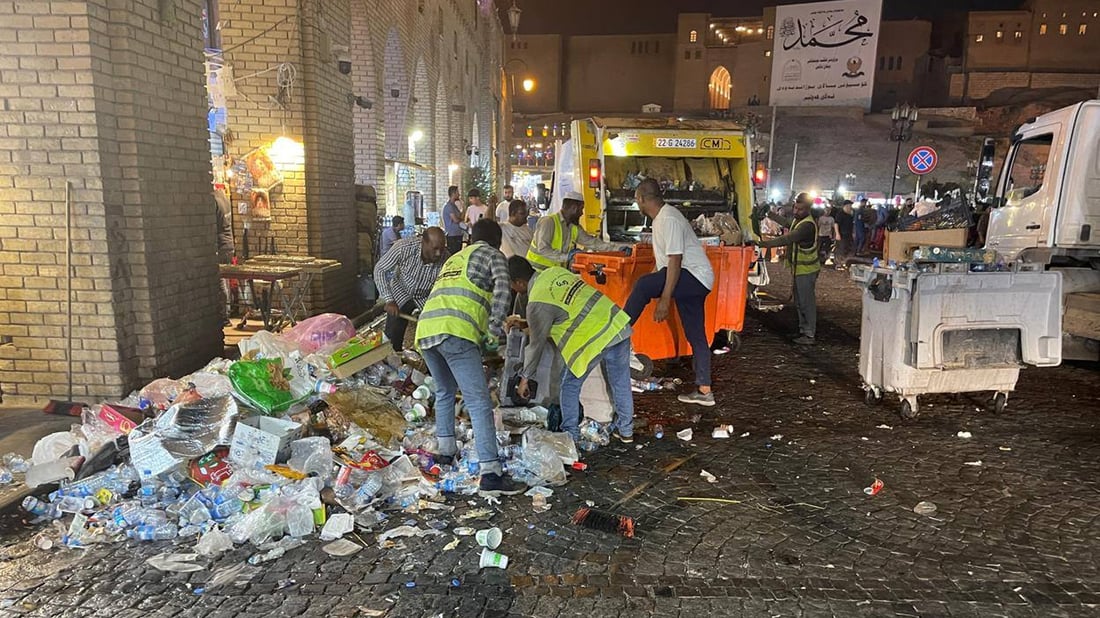 شەوی رابردوو لە هەولێر نزیکەی 30 تۆن زبڵ و خاشاک کۆکرایەوە