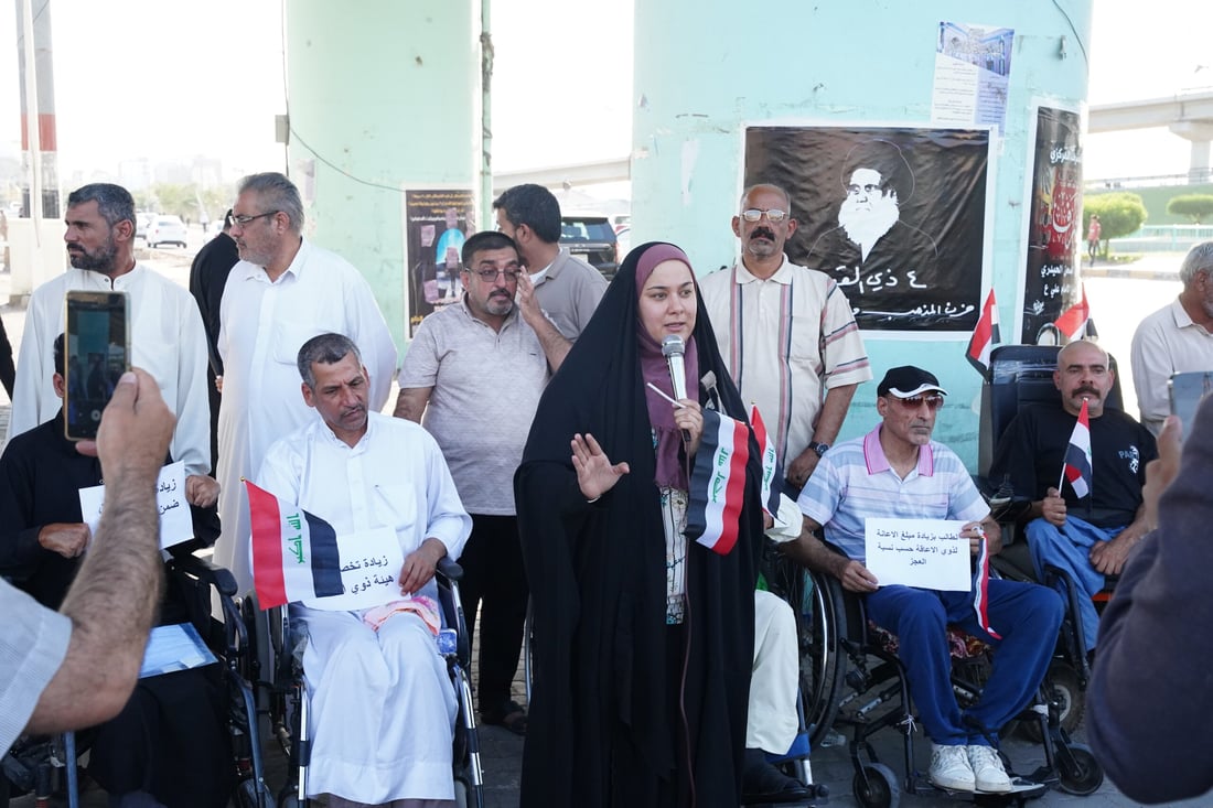 صور: تظاهرة على الكراسي المتحركة في النجف.. ذوو الهمم يريدون حصتهم بالموازنة