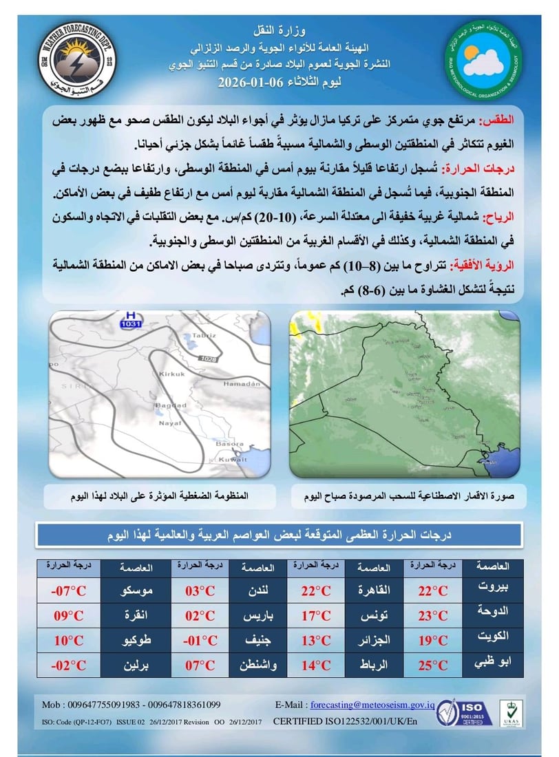 طقس العراق.. أمطار وثلوج متوقعة الخميس والجمعة
