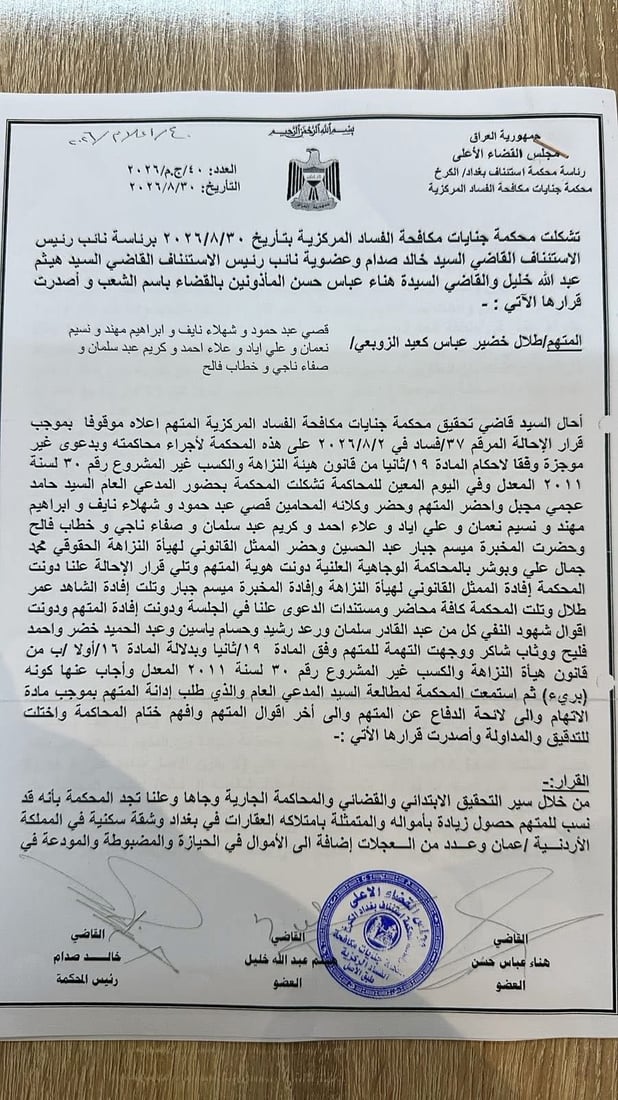 وثائق: تفاصيل الحكم على طلال الزوبعي.. غرامة 28 مليون دولار وتجميد أموال العائلة