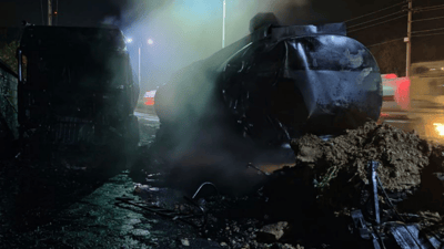 پێکدادانى دوو تانکەرەکەى دوکان ئاو و کارەباى بڕى