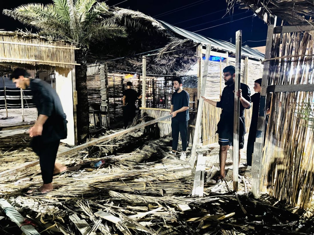 بانتظار نجوم المنبر.. صور من تشييد موكب شريفة بنت الإمام الحسن الأكبر في الخور