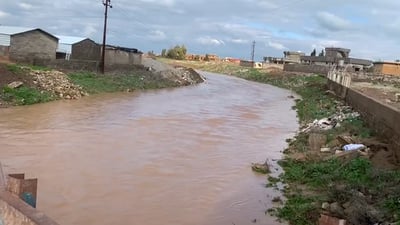 فيديو لتدفق المياه.. وادي الشور اليابس منذ 5 سنوات يفيض بسيول أمطار نينوى