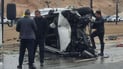 Car overturns near Zakho Tunnel, injuring two and damaging speed camera