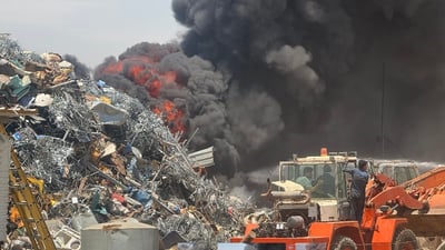 لە هەولێر ئاگر لە کۆگایەکی سکراب کەوتۆتەوە