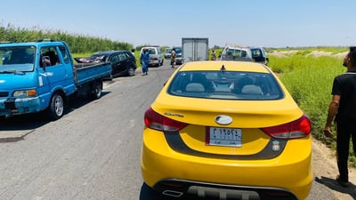 صور: 10 إصابات في اصطدام مروع بين عجلتي “كيا” على طريق “جيب دفار” غربي بغداد