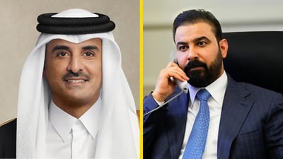 أمير قطر يدعو الزيدي إلى زيارة الدوحة
