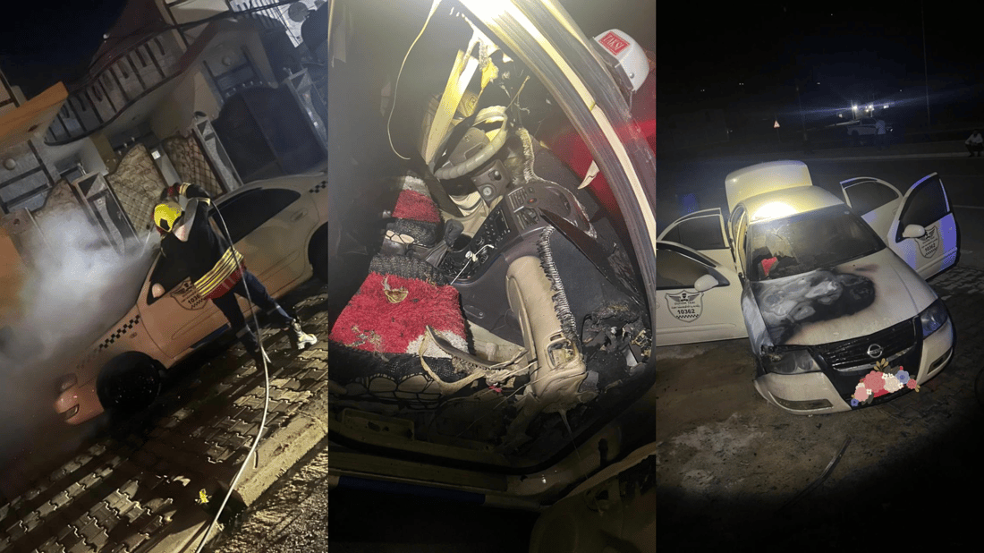 ئاگر هەناوی تاکسییەکی سووتاند