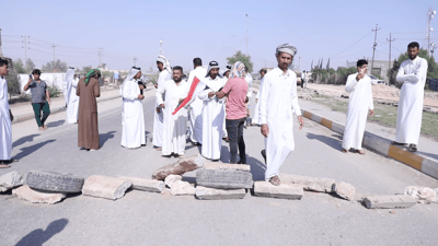 Protesters in Diwaniyah block road over stalled infrastructure project