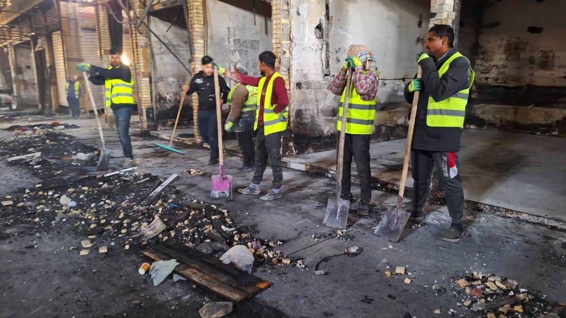 تا دوو رۆژی دیکە پرۆسەی فڕێدانی پاشماوەی سووتاوی بازاڕی لەنگە بەردەوام دەبێت
