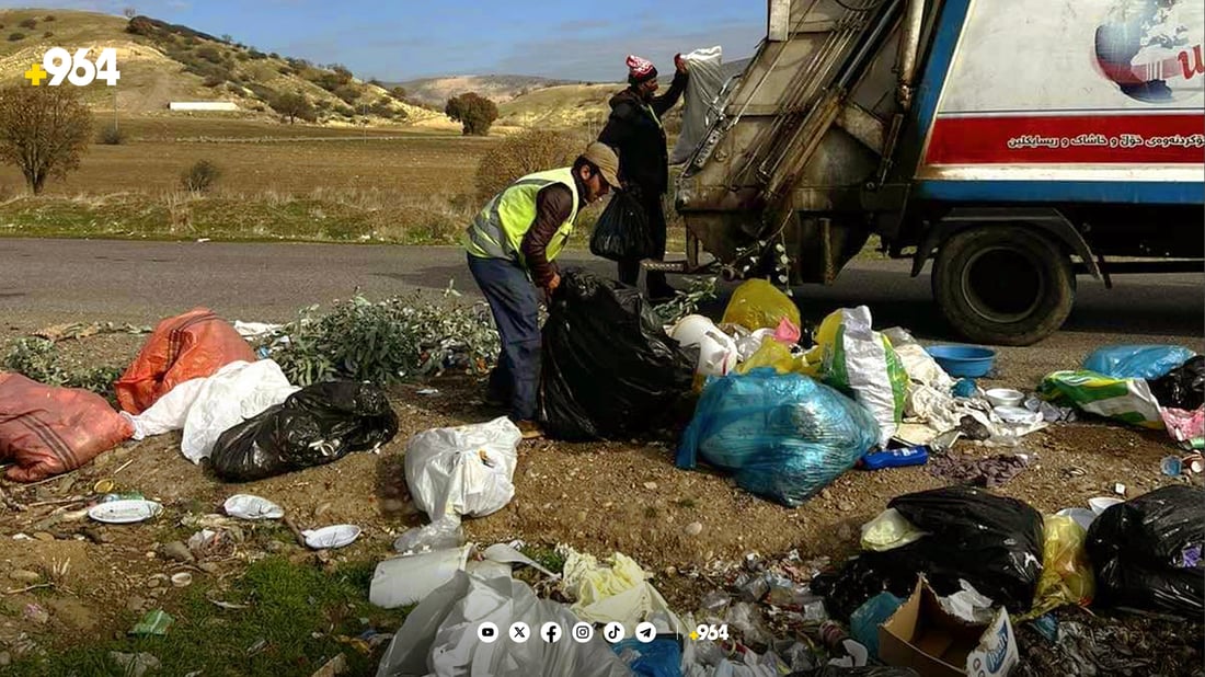 به‌شێك له‌ گونده‌كان زبڵ و خاشاك بە په‌رش و بڵاوی فڕێدەدەن