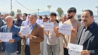 Yazidis protest in Duhok camp against Iraqi government decision