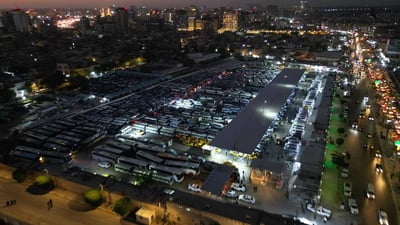 صور من الجو لكراج كربلاء الموحد: طوابير السيارات تستعد لنقل الزوار