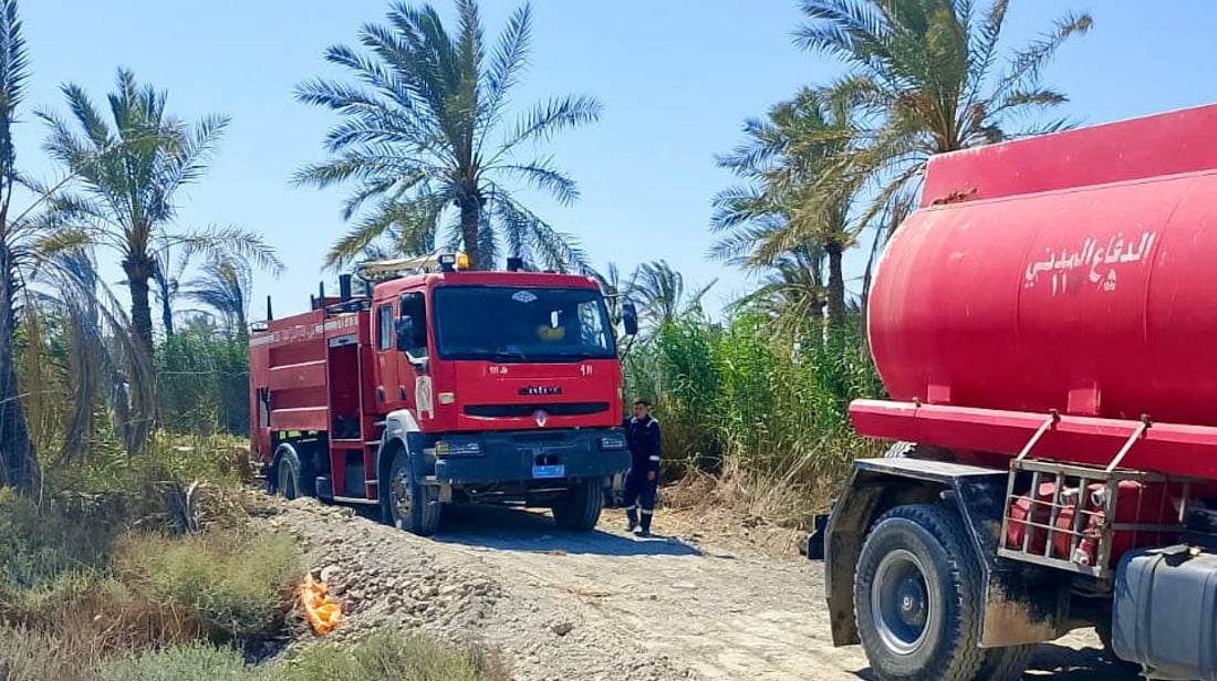 Fire destroys 100 palm trees in Al-Huwash orchard