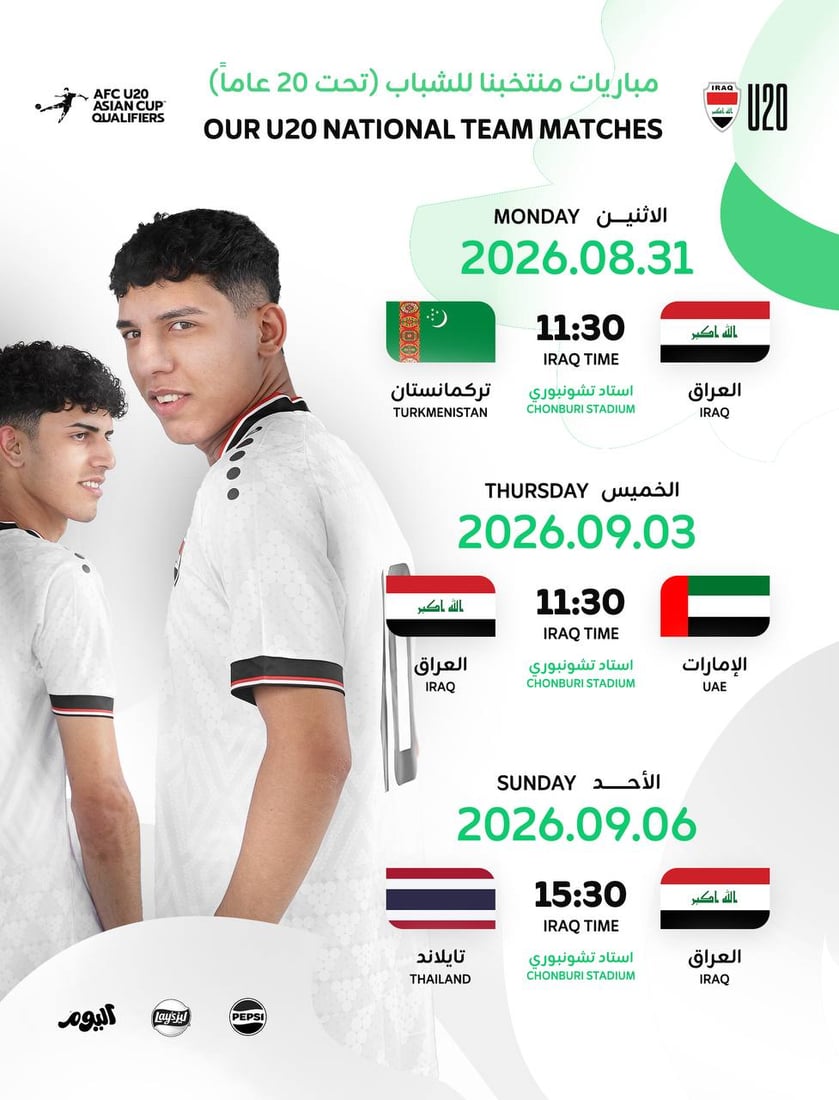 اتحاد الكرة يعلن قائمة شباب العراق لتصفيات كأس آسيا تحت 20 عاماً