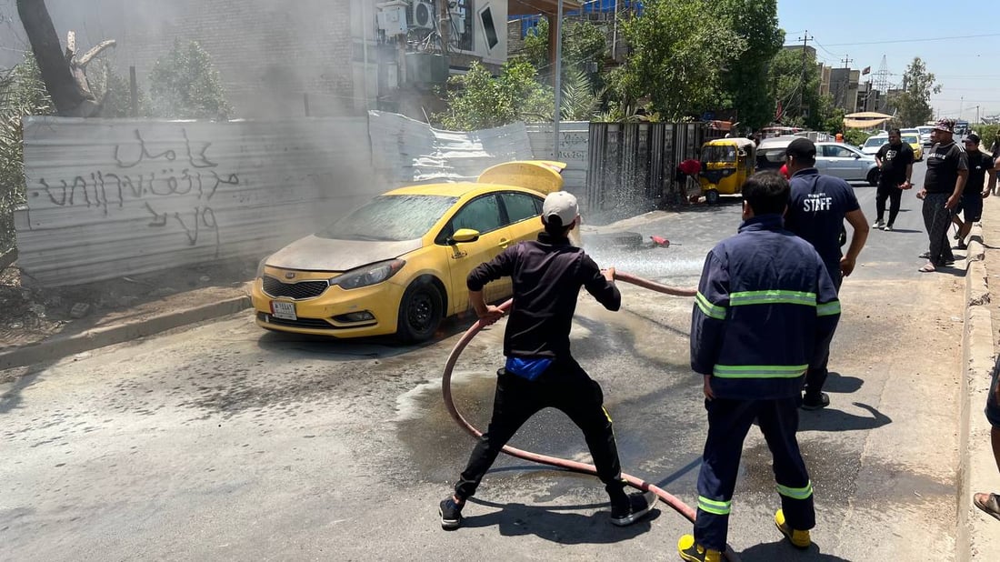 فيت بمب أحرق تاكسي في الدورة.. السائق نجا والأهالي أخمدوا النار