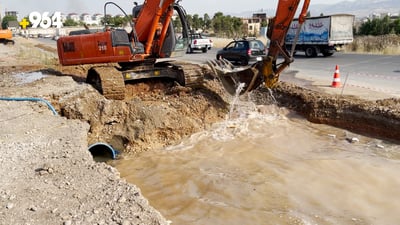 سلێمانی.. لە یەکتربڕی بەختیاری بۆڕییەکی ئاو تەقیوە