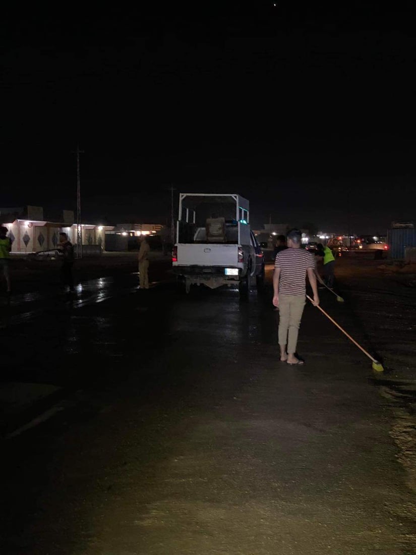 صور: شباب حمرين يغسلون شوارع السعدية وينيرون مقبرة النبي إسماعيل استعدادا للعيد