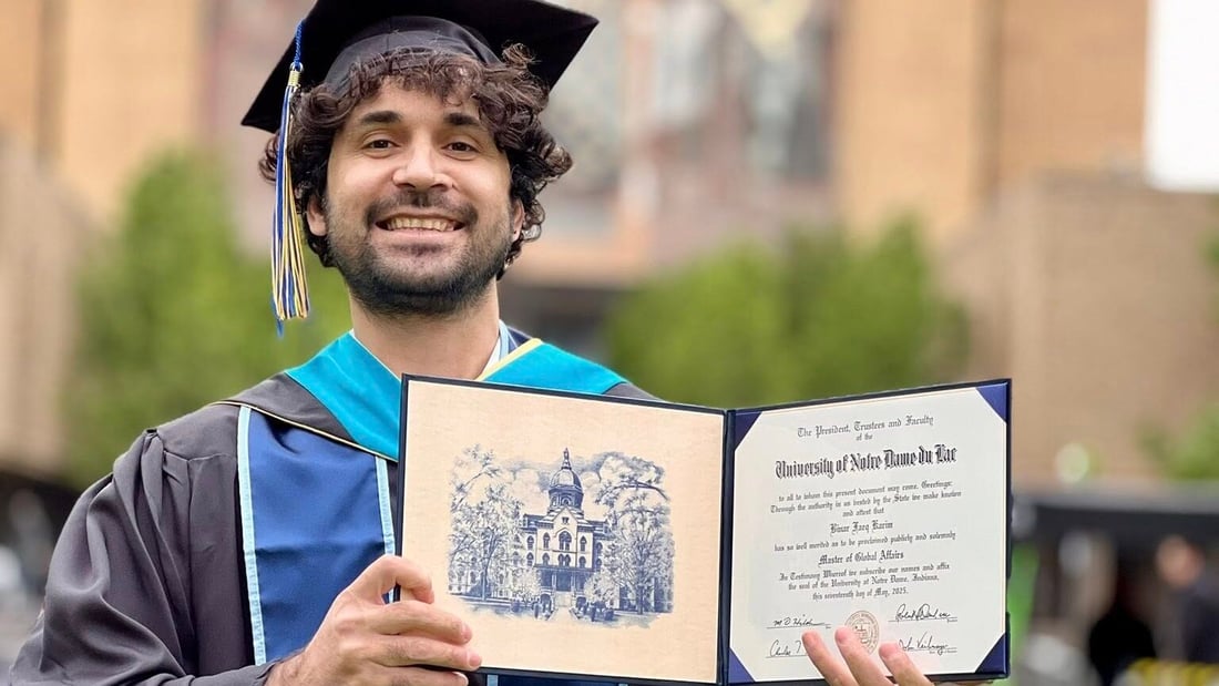 كوردێكی خەڵكی سلێمانی بە پلەی باڵا بڕوانامەی له زانکۆی نۆتردام بەدەستهێنا