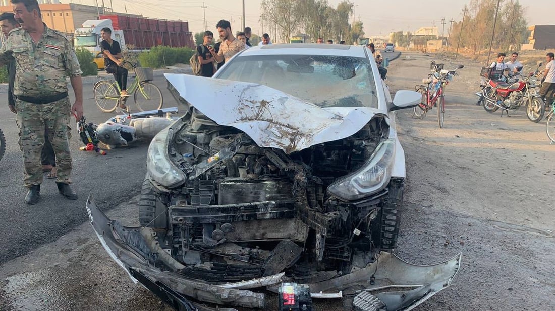 كركوك: هونداي عكس السير تصطدم بدراجة نارية ونقل السائقين إلى المستشفى