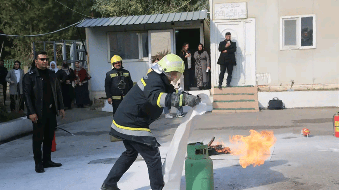 خوێندکاران فێری کۆنتڕۆڵکردنی ئاگرکەوتنەوە دەکرێن